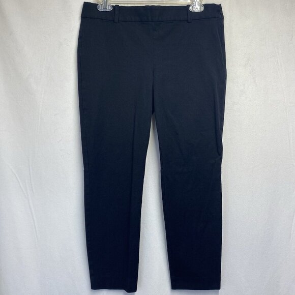 J.Crew Mercantile Mid Rise Ankle Pants Women Sz 8 Black Stretch Side Zip Used - Picture 1 of 16